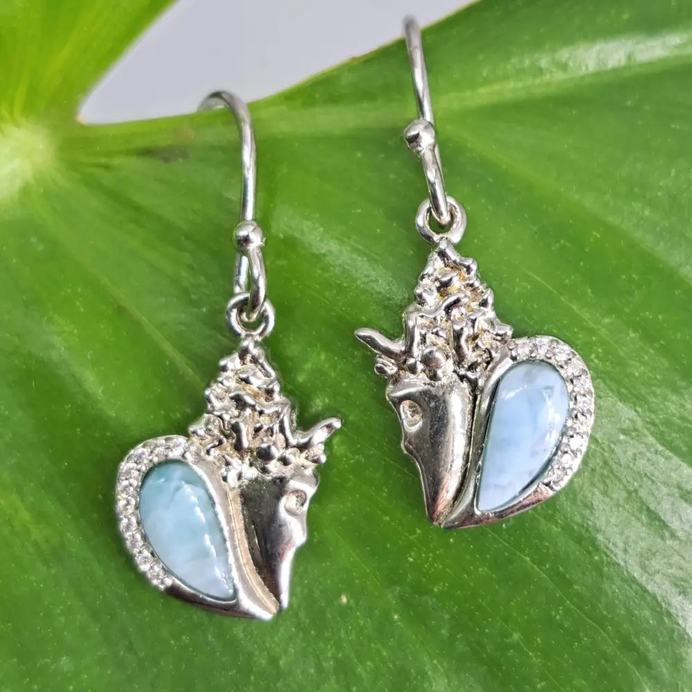 ?LA Concha’ 1’’ Earrings - Larimar Topaz Anti-tarnish Sterling