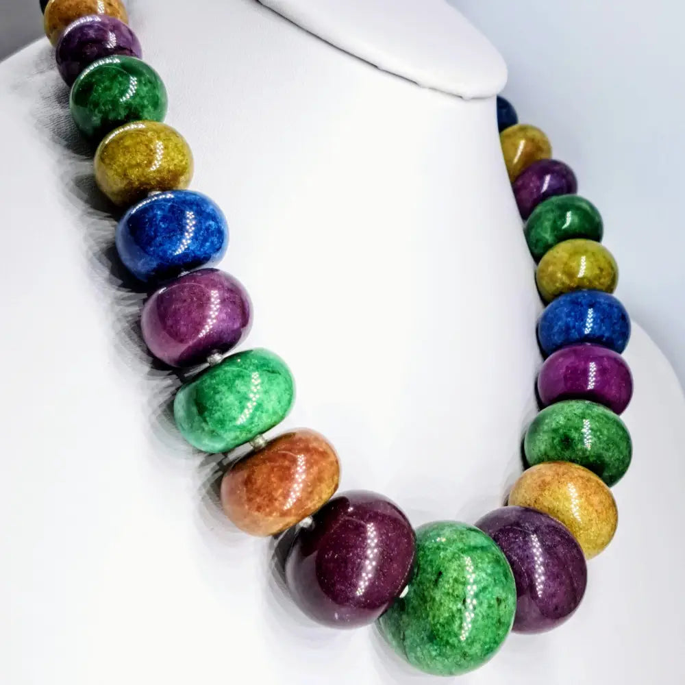 Outlet ?Lady Balls’ 18’’-20’’ Necklace - Multi-color Quartzite Sterling