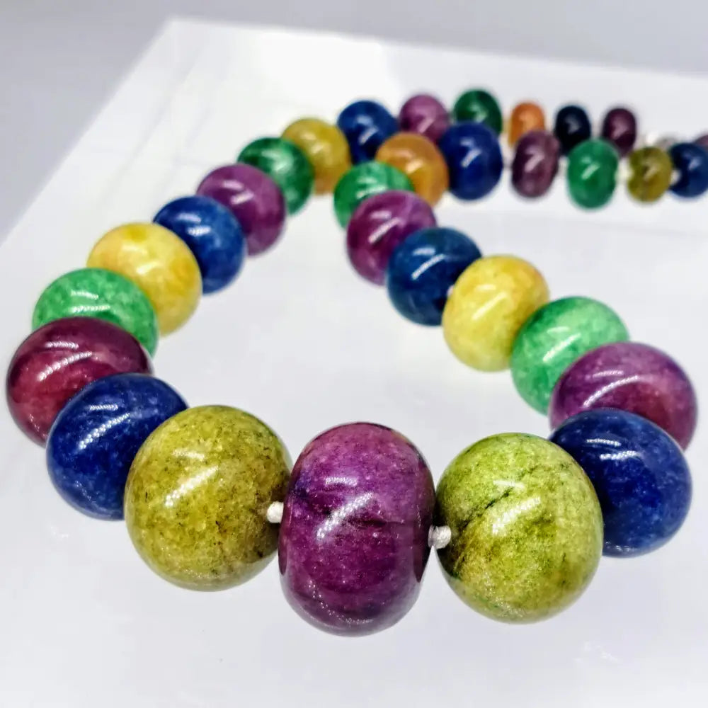 Outlet ?Lady Balls’ 18’’-20’’ Necklace - Multi-color Quartzite Sterling