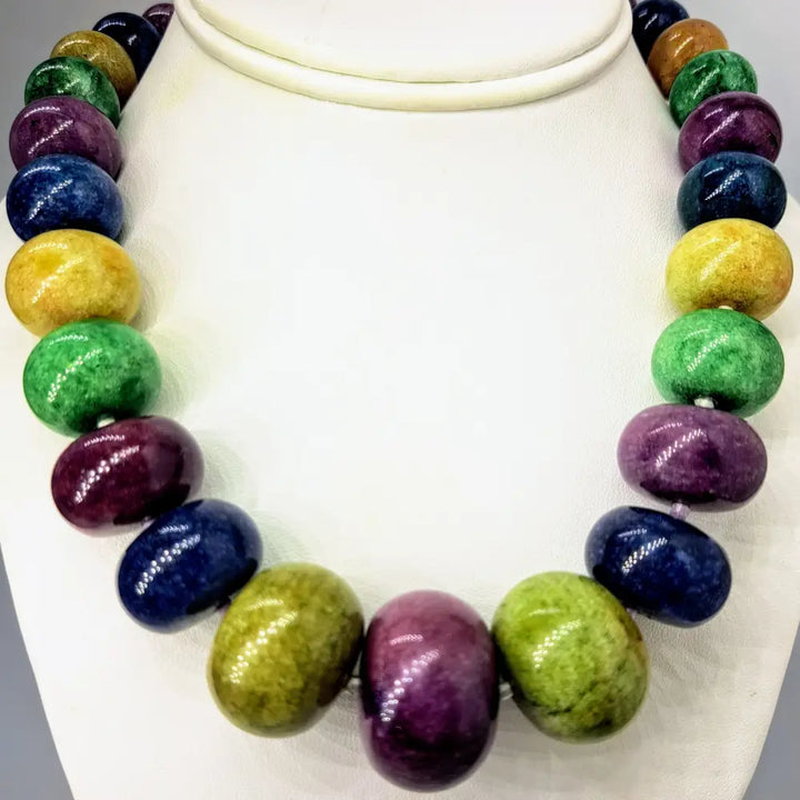 Outlet ?Lady Balls’ 18’’-20’’ Necklace - Multi-color Quartzite Sterling