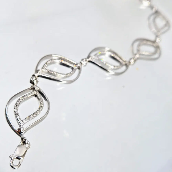 Outlet ?Leaf me Alone Dangit!’ 7.5’’ Bracelet - Diamonds Anti-tarnish Sterling