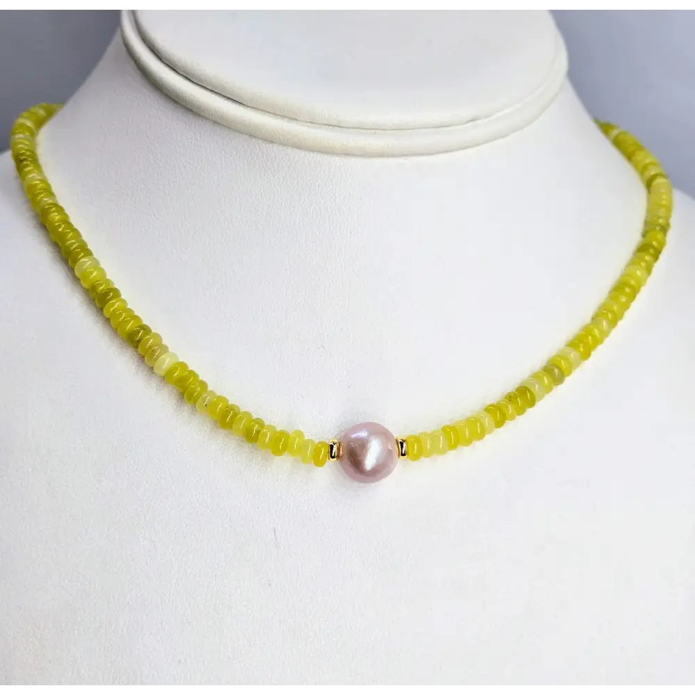 ?LEmon Frost - Candy Necklace #30’’ 18’’ - Yellow Jade Anti-tarnish Golden Findings
