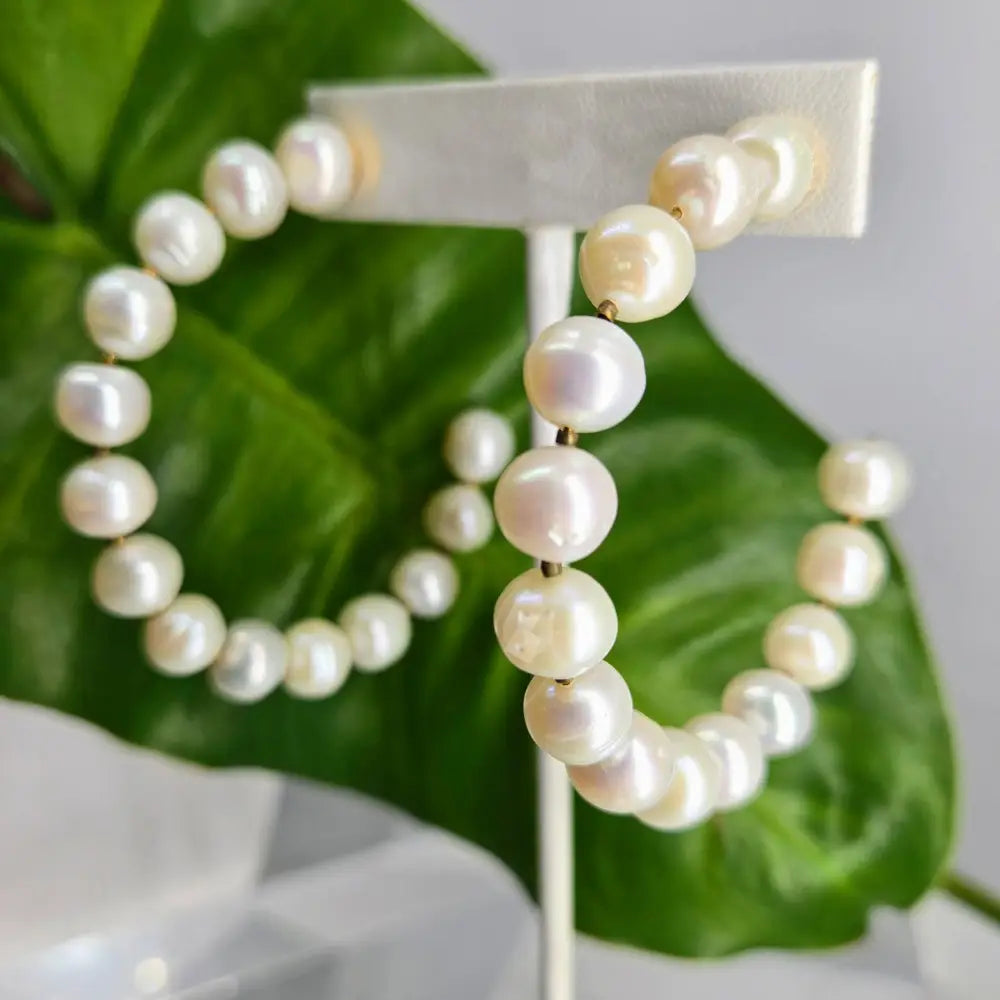 Outlet ?Life Rings’ 2.5’’ Post Hoop Earrings - Pearls Gold-plated Jeweler’s Brass (hypoallergenic)