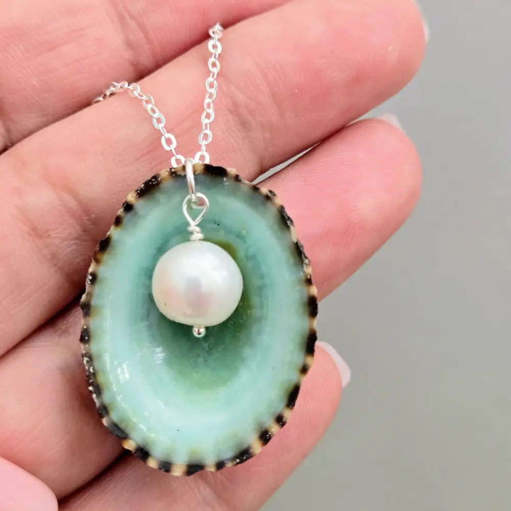 ?LImpet Pool’ 18’’ Pendant Necklace - Limpet Shell Pearl Sterling
