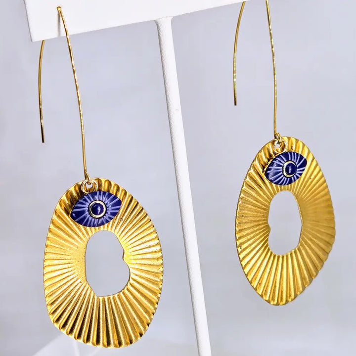 ?LOokie Lou’ 3.75’’ Earrings Lapis Jewelers Brass French Hook