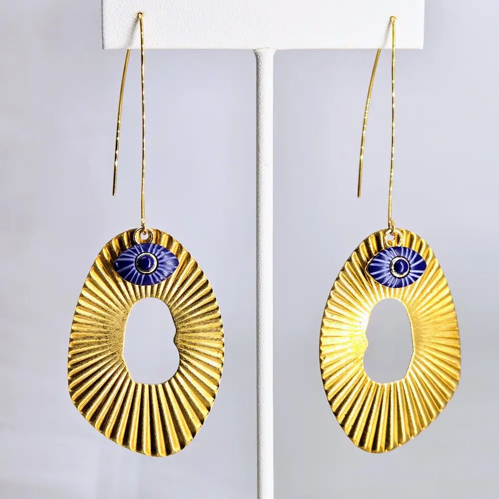 ?LOokie Lou’ 3.75’’ Earrings Lapis Jewelers Brass French Hook