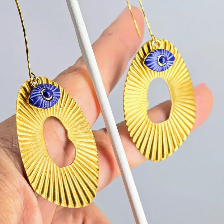 ?LOokie Lou’ 3.75’’ Earrings Lapis Jewelers Brass French Hook