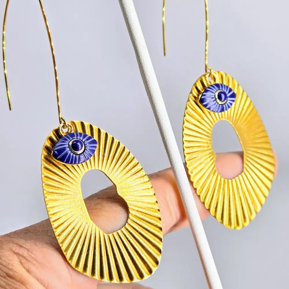?LOokie Lou’ 3.75’’ Earrings Lapis Jewelers Brass French Hook