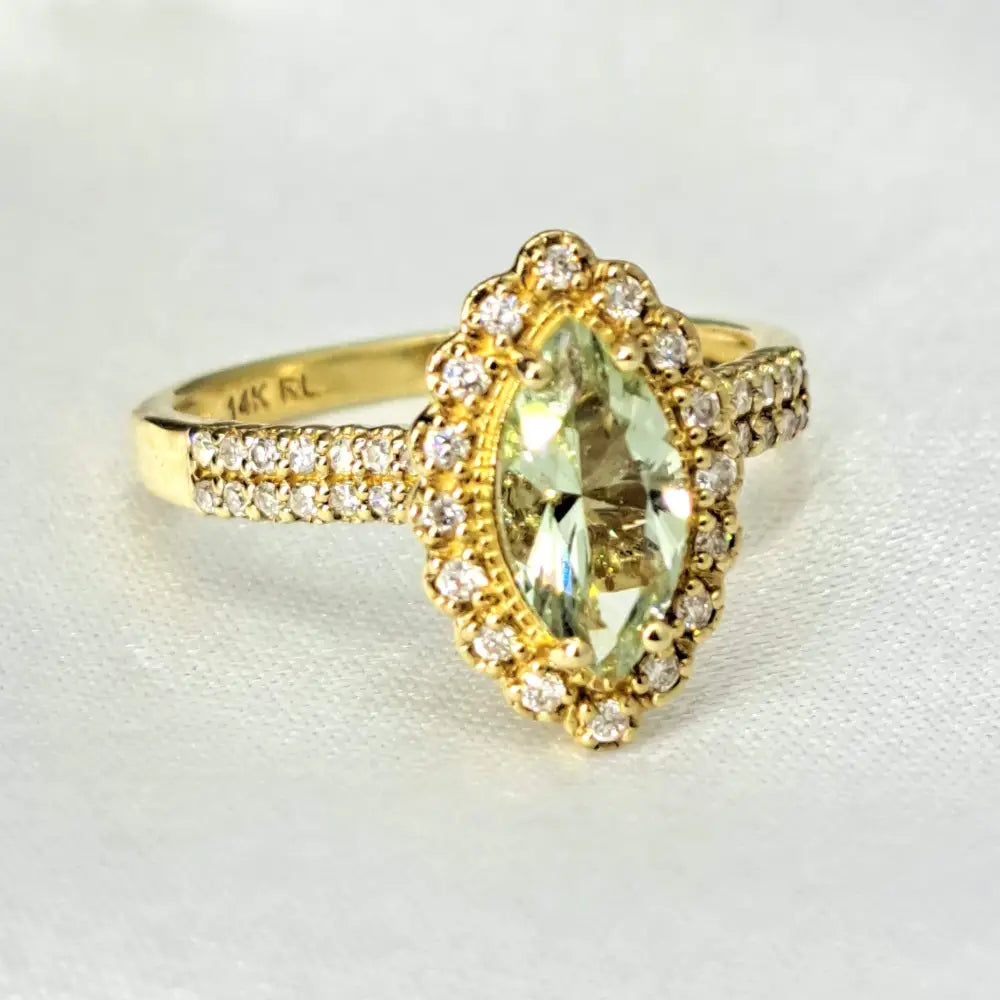 ?LOvely Life’ Size 7 Ring - Prasiolite Diamonds 14k Gold