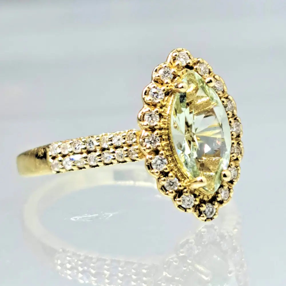 ?LOvely Life’ Size 7 Ring - Prasiolite Diamonds 14k Gold