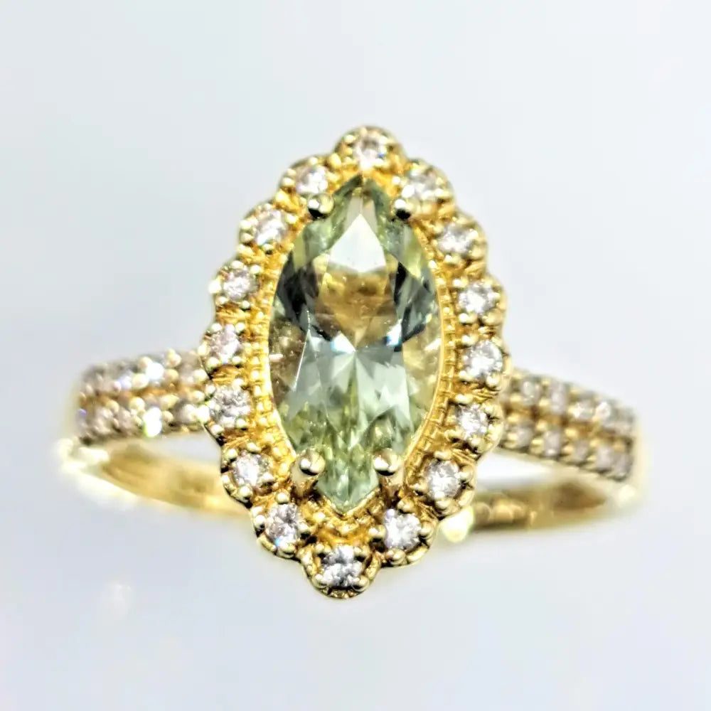 ?LOvely Life’ Size 7 Ring - Prasiolite Diamonds 14k Gold