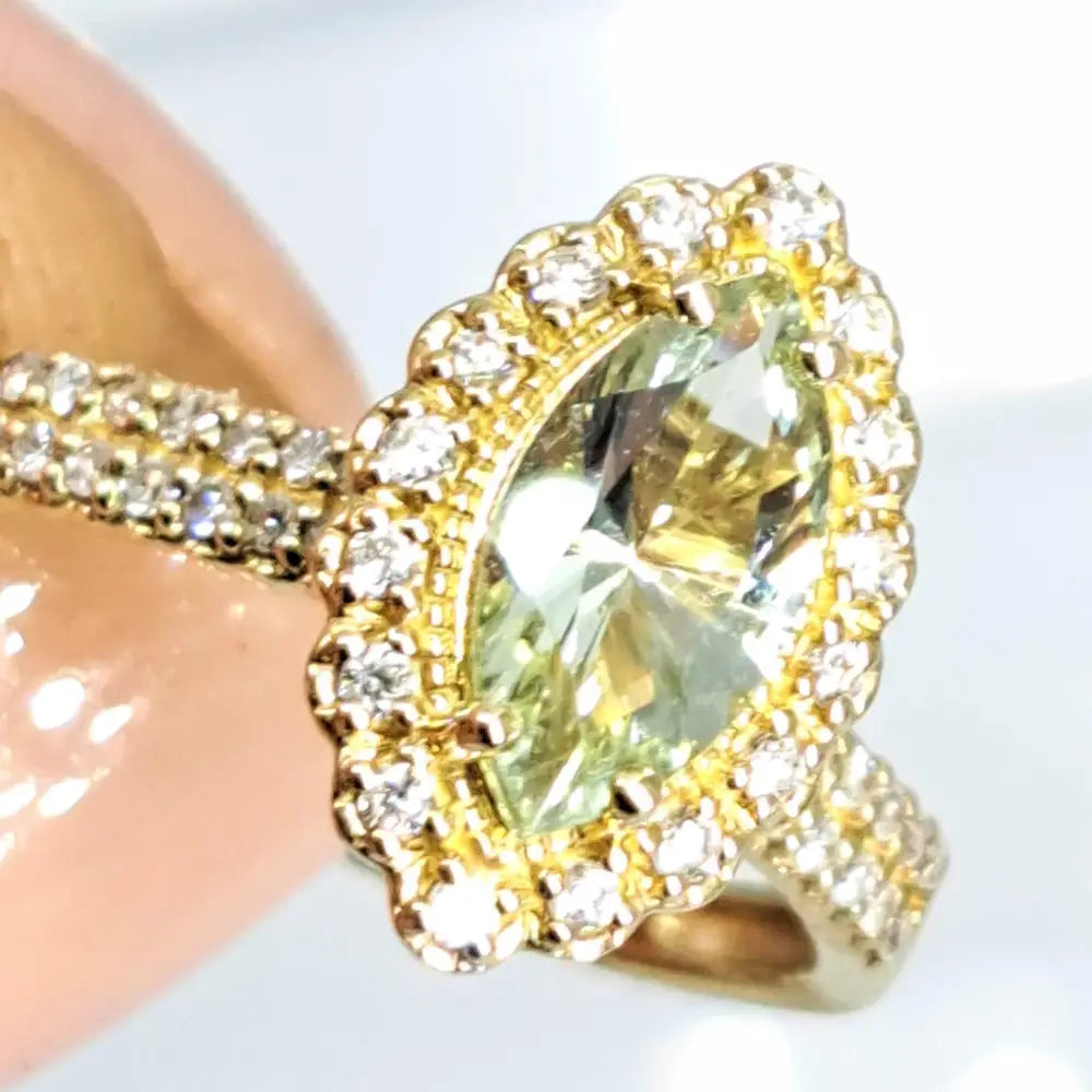 ?LOvely Life’ Size 7 Ring - Prasiolite Diamonds 14k Gold
