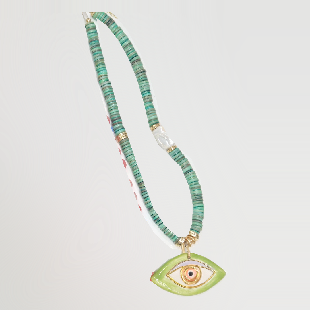 Lucky Charm - Key Lime Evil Eye Necklace