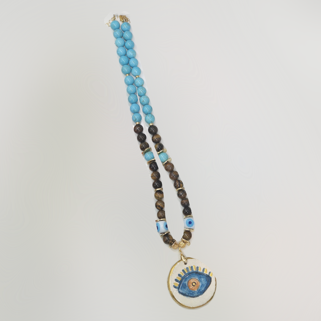 Lucky Charm - Turquoise Tiger Evil Eye Necklace