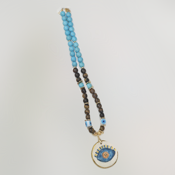 Lucky Charm - Turquoise Tiger Evil Eye Necklace