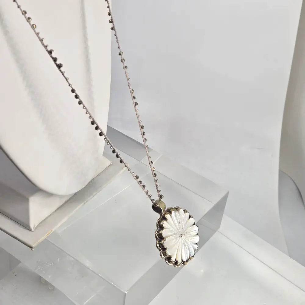 ?MAma’s Blossom’ Hand-carved Mother of Pearl Pendant Necklace - Key West Local Luxe