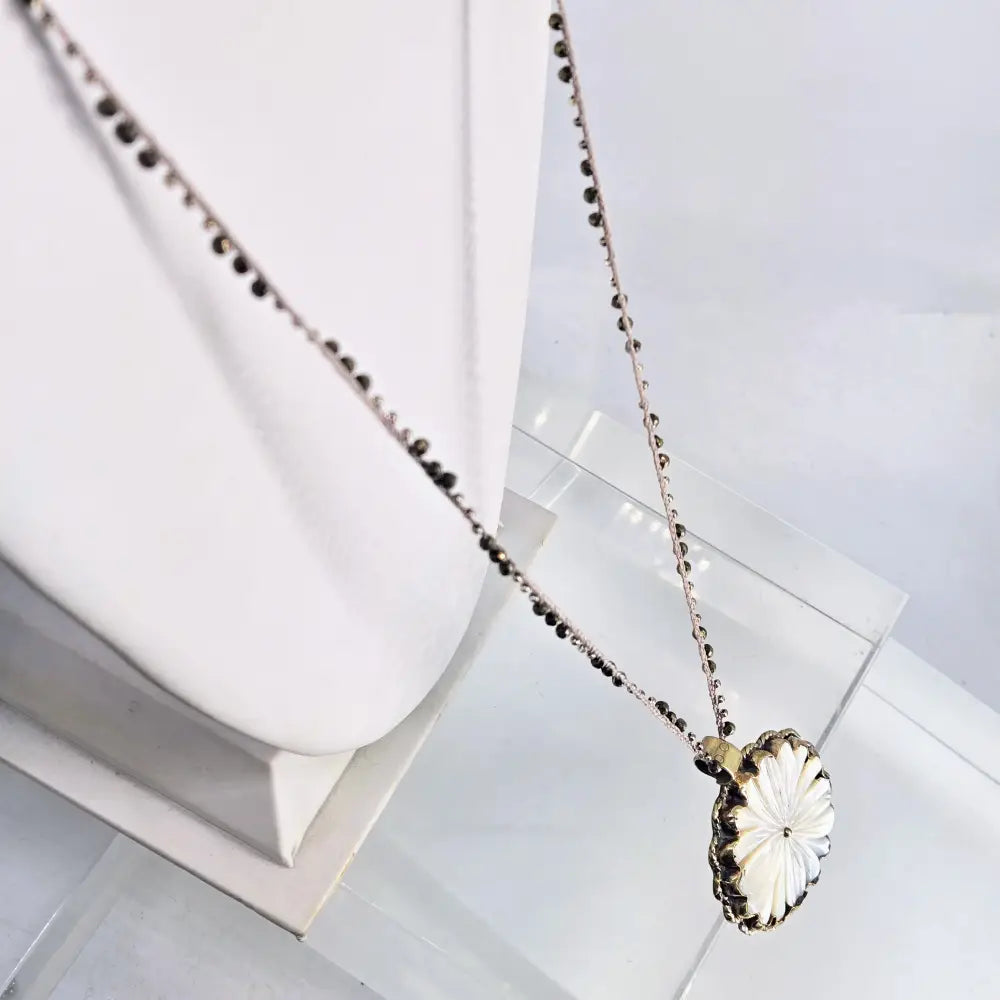 ?MAma’s Blossom’ Hand-carved Mother of Pearl Pendant Necklace - Key West Local Luxe