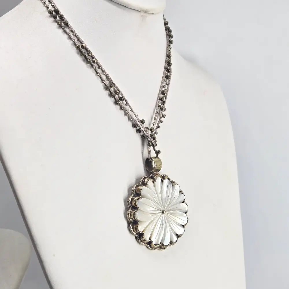 ?MAma’s Blossom’ Hand-carved Mother of Pearl Pendant Necklace - Key West Local Luxe