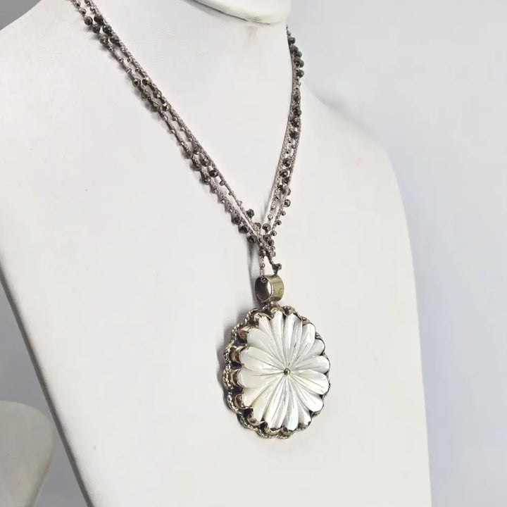 ?MAma’s Blossom’ Hand-carved Mother of Pearl Pendant Necklace - Key West Local Luxe
