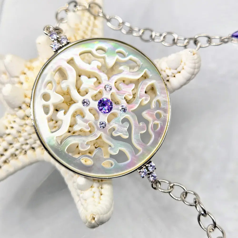 ?MAndala’ 6’’ - 8’’ Bracelet - Mother of Pearl Zirconia Anti-tarnish Sterling