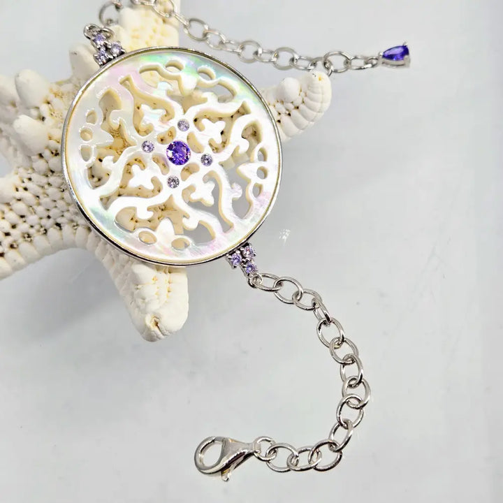 ?MAndala’ 6’’ - 8’’ Bracelet - Mother of Pearl Zirconia Anti-tarnish Sterling