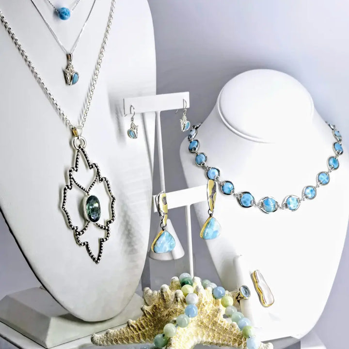 Outlet: ?Marquis De Mar’ Pendant - Aquamarine Sterling Cable Necklace