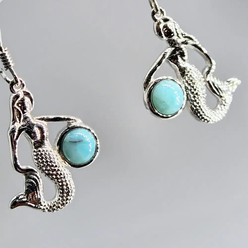 ?MErmaid Blues’ 1’’ Earrings - Larimar Anti-tarnish Sterling