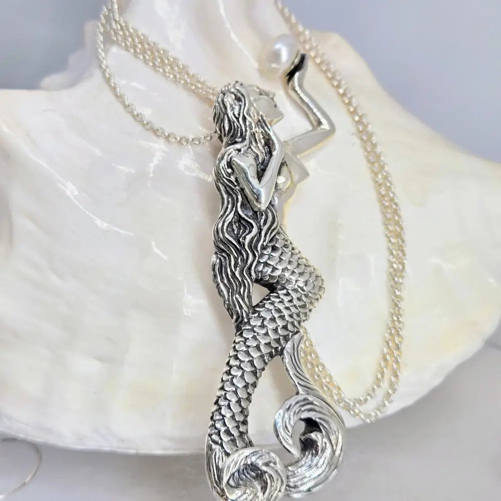 ?MErmaid’s Gift’ Pendant Necklace - Pearl Sterling
