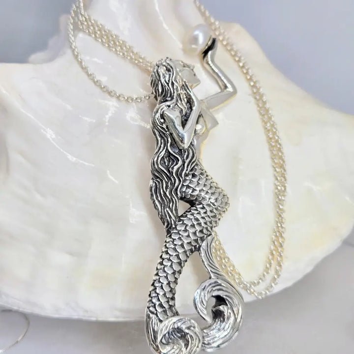 ?MErmaid’s Gift’ Pendant Necklace - Pearl Sterling