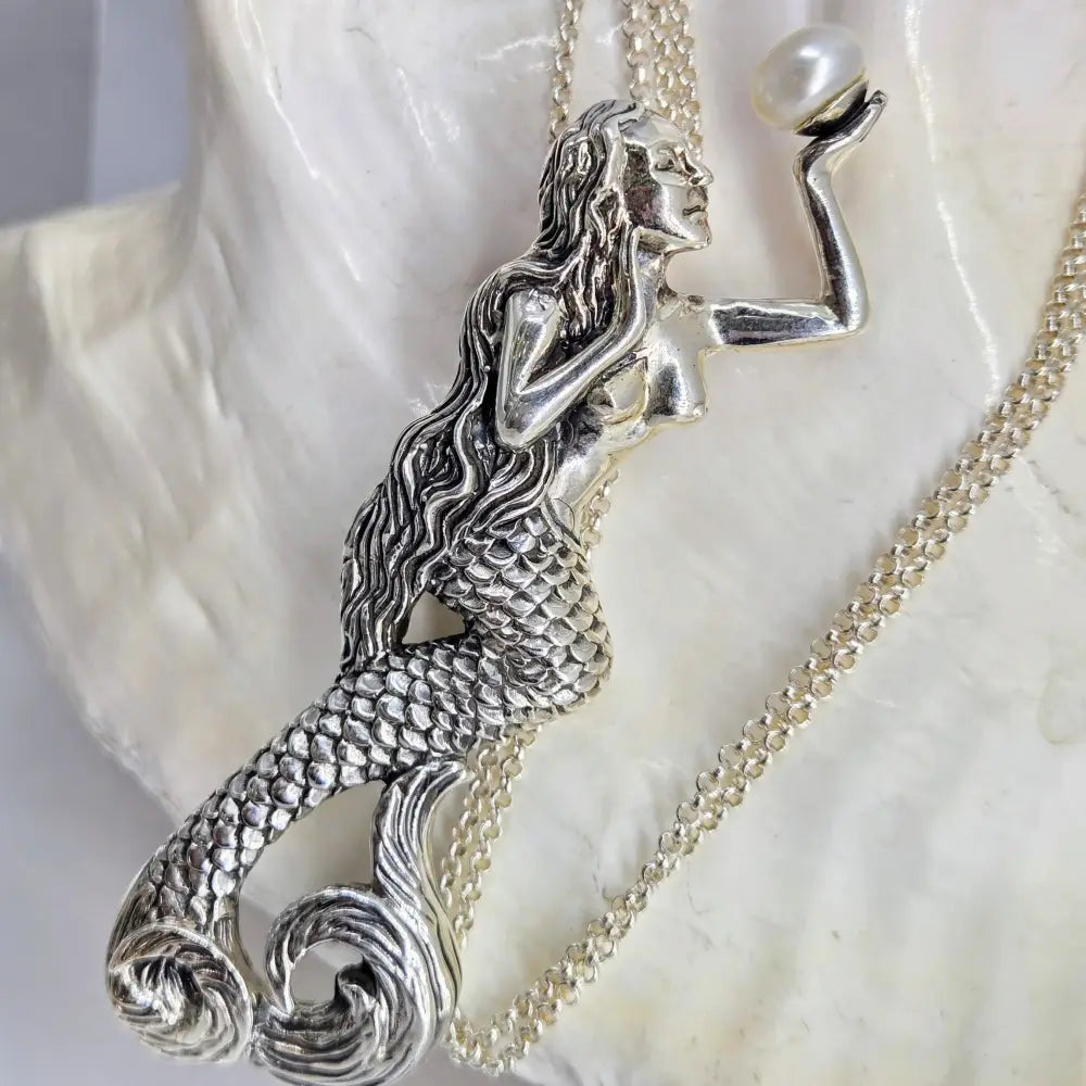 ?MErmaid’s Gift’ Pendant Necklace - Pearl Sterling