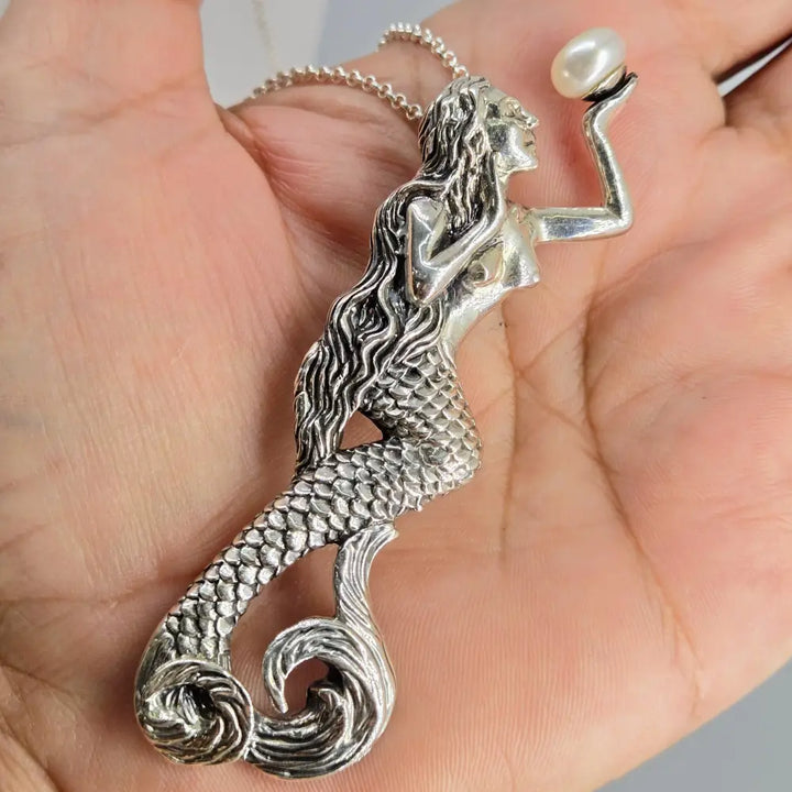 ?MErmaid’s Gift’ Pendant Necklace - Pearl Sterling