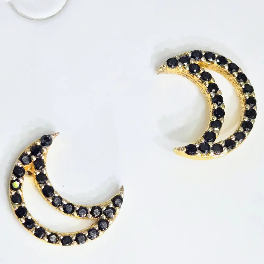 ?MIdnight Eclipse’.5’’ Stud Earrings - Black Spinnel 18k Gold Sterling