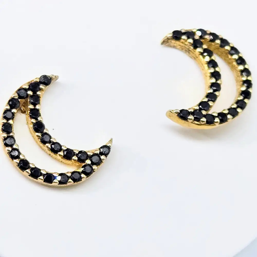 ?MIdnight Eclipse’.5’’ Stud Earrings - Black Spinnel 18k Gold Sterling