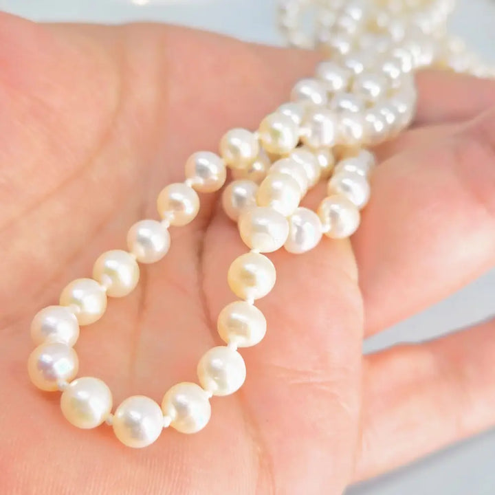 ?MIlk Man Rings Again’ 36’’ Necklace - Pearls Sterling Clasp & Extender
