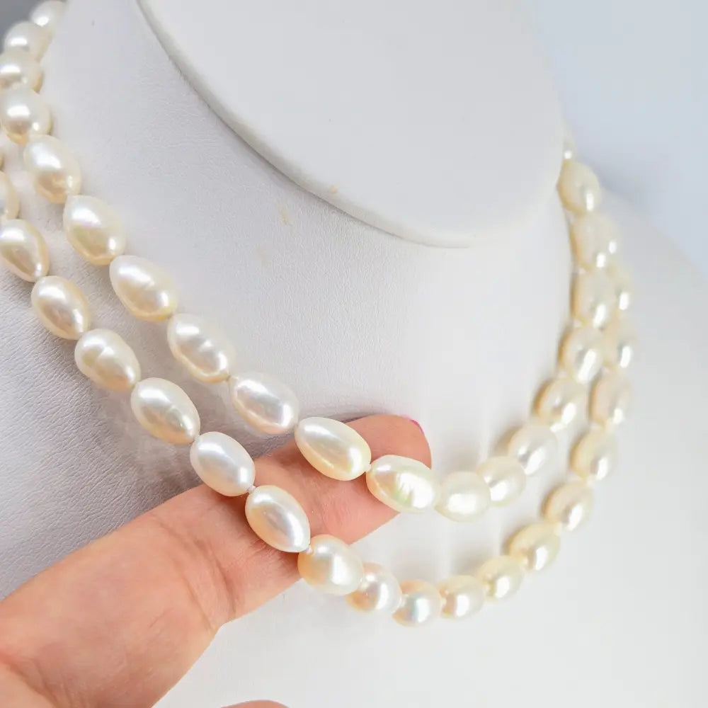 ?MIlk Man Rings Twice’ 32’’ Necklace - Pearls Enhancer Clip