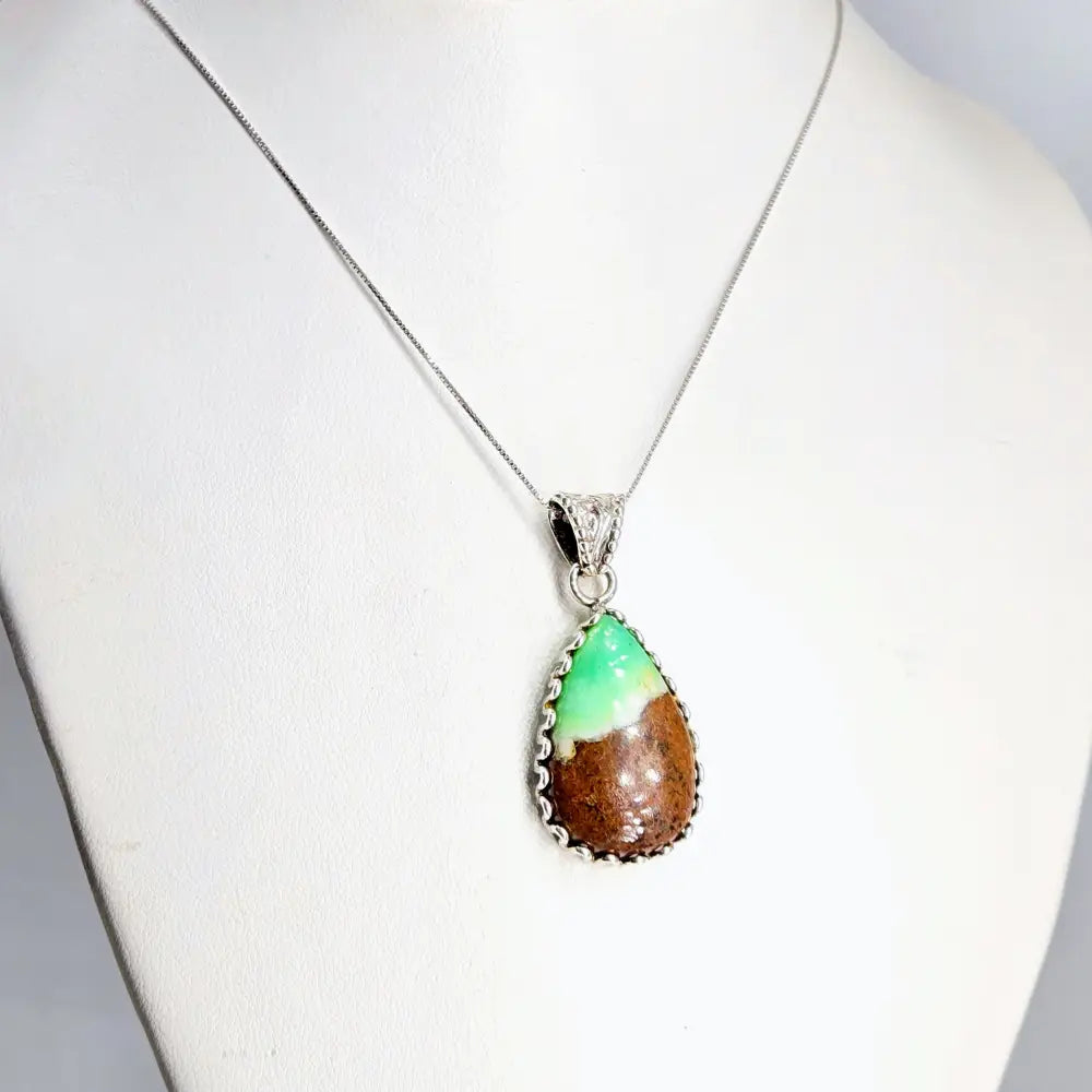 ?MInt Chip’ Pendant - Boulder Chrysoprase Sterling