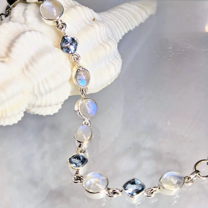 ?MOonie-eyed Baby!’ 6.25’’ - 8’’ Bracelet - Moonstone Topaz Sterling