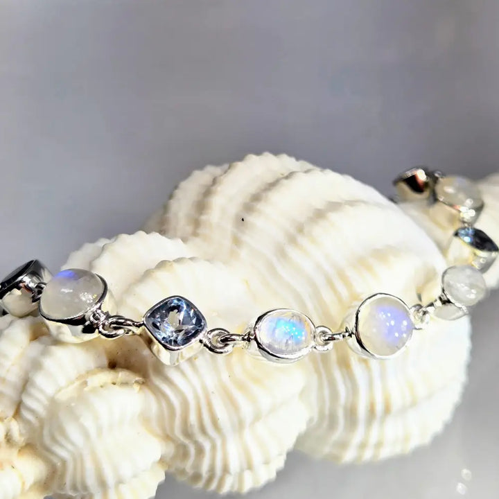 ?MOonie-eyed Baby!’ 6.25’’ - 8’’ Bracelet - Moonstone Topaz Sterling