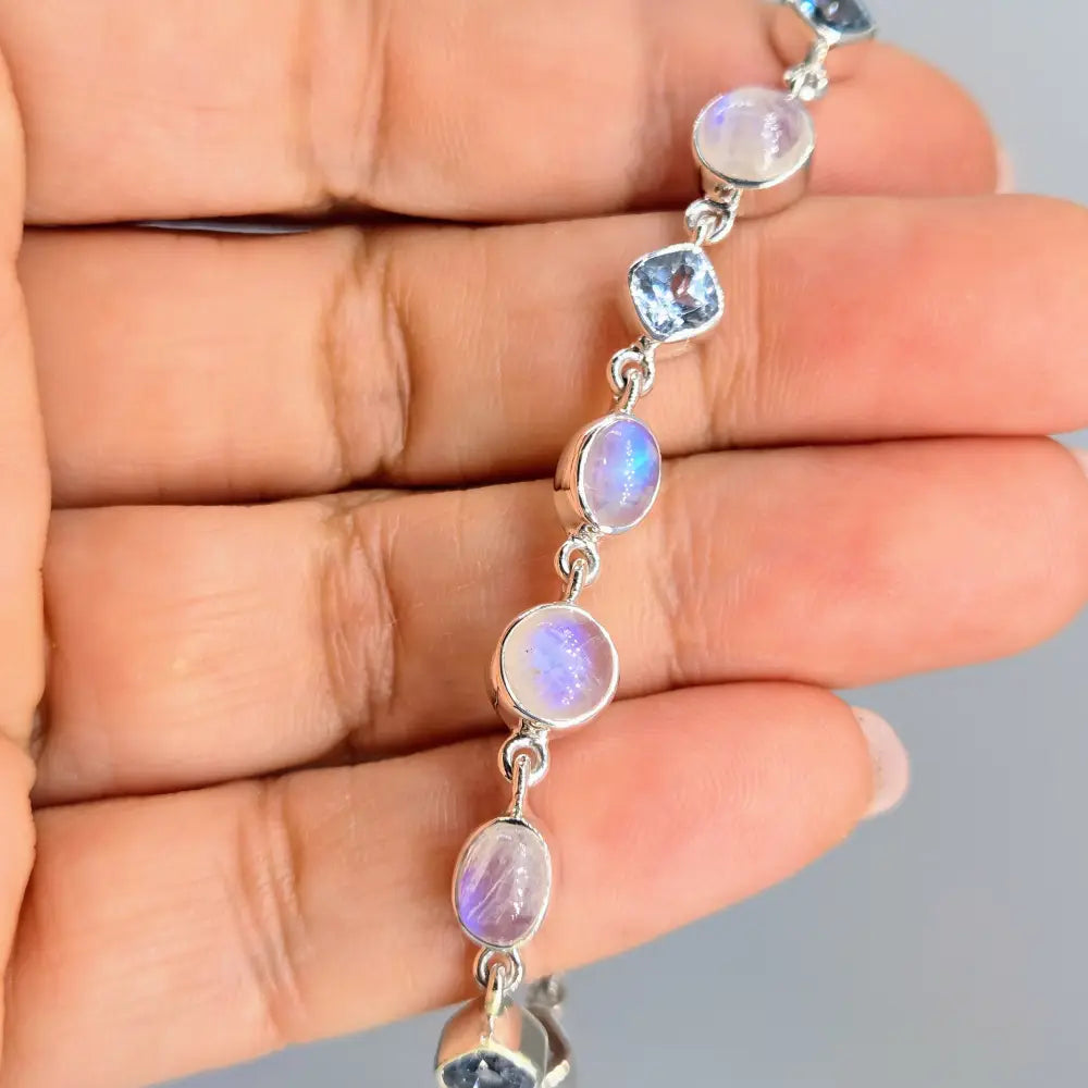 ?MOonie-eyed Baby!’ 6.25’’ - 8’’ Bracelet - Moonstone Topaz Sterling