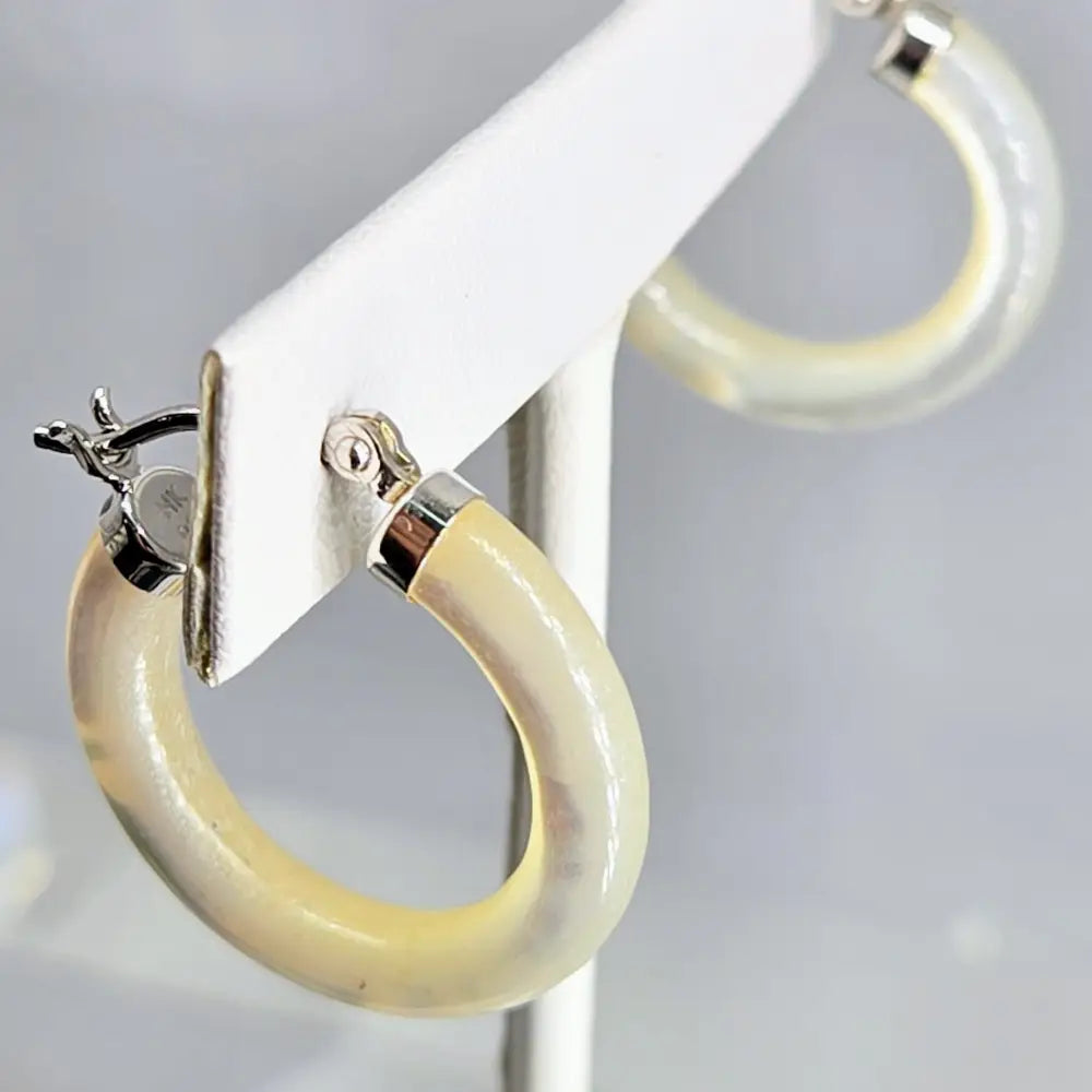 ?MOther Hoops’ 1’’ Earrings - Mother-of-pearl Sterling