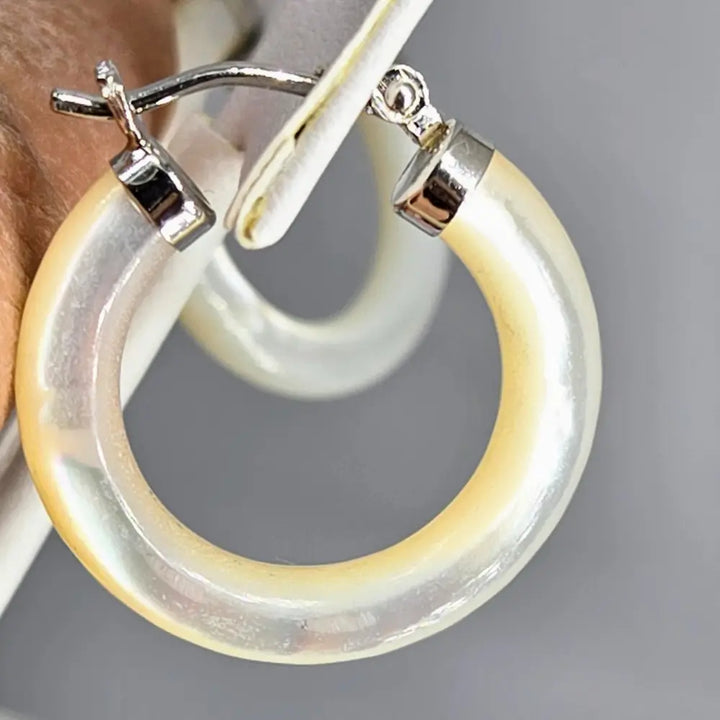 ?MOther Hoops’ 1’’ Earrings - Mother-of-pearl Sterling