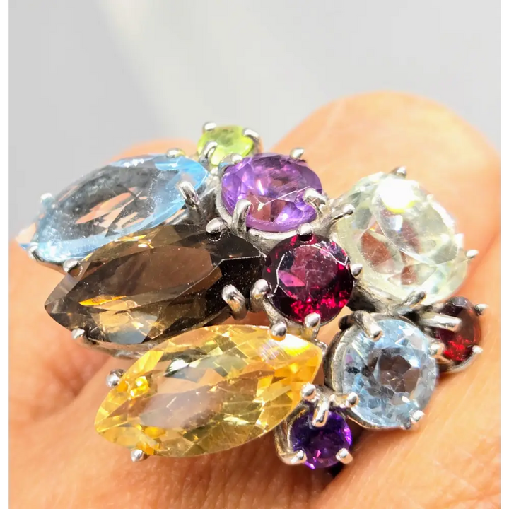 ?MRs. Roper’s Other Mumu’ Sz 7 Ring - Amethyst. Topaz Garnet Smoky Quartz Citrine Peridot Prasiolite Anti-tarnish