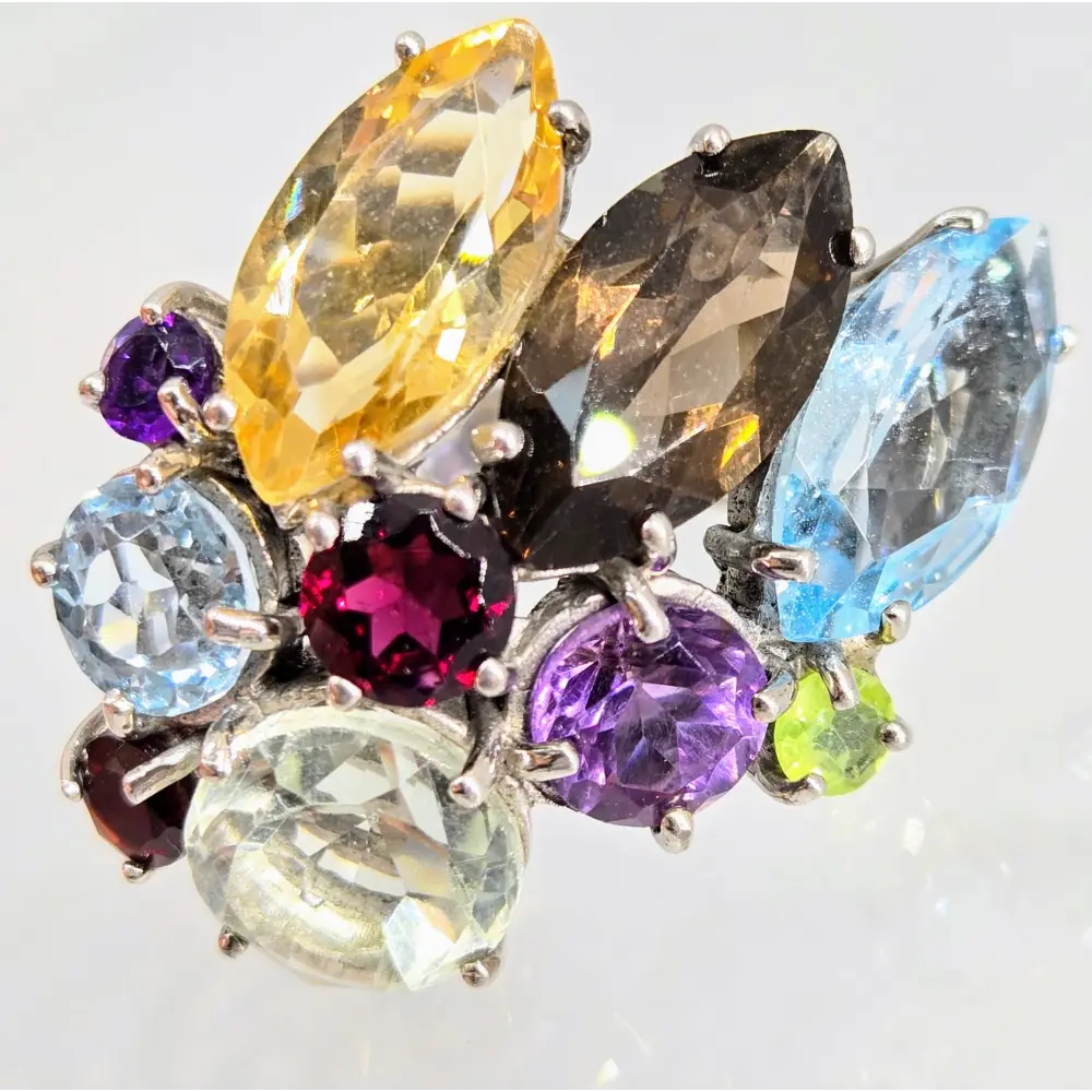 ?MRs. Roper’s Other Mumu’ Sz 7 Ring - Amethyst. Topaz Garnet Smoky Quartz Citrine Peridot Prasiolite Anti-tarnish