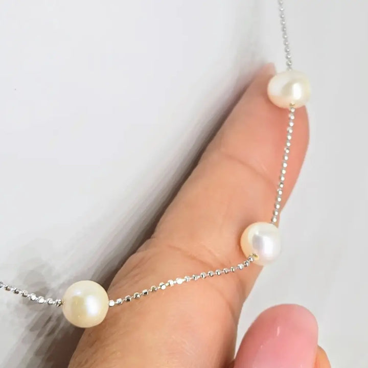 ?MY Cup Runneth Over’ 18’’ Necklace - Pearls Anti-tarnish Sterling