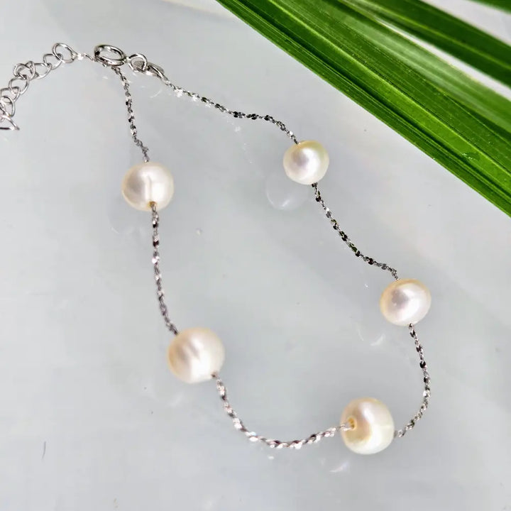 ?MY Cup Runneth Over’ 7’’ - 8’’ Bracelet - Pearls Anti-tarnish Sterling - White
