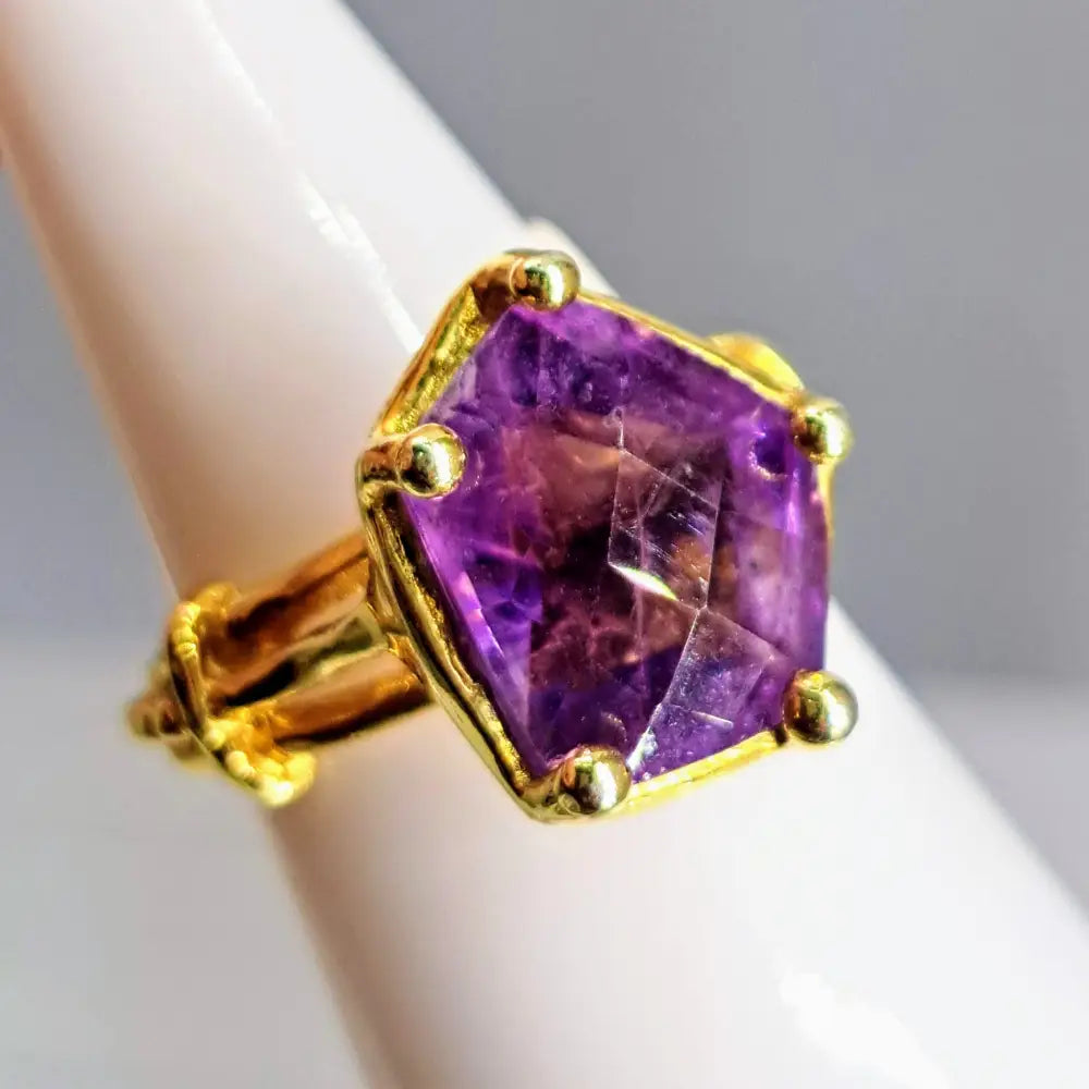 ?MY Fancy!’ Sz 7 Ring - Amethyst 18k Gold Sterling
