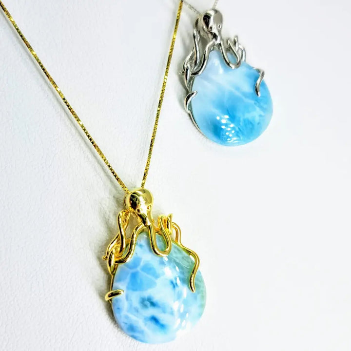 ?MY Favorite Octopus’ Pendant Necklace - Larimar Sterling