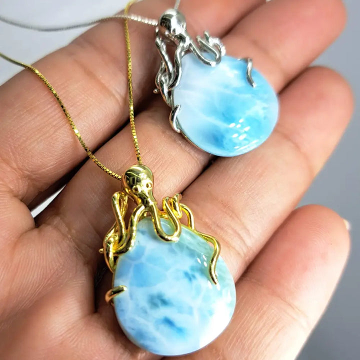 ?MY Favorite Octopus’ Pendant Necklace - Larimar Sterling - 18’’