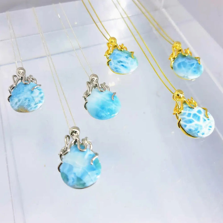 ?MY Favorite Octopus’ Pendant Necklace - Larimar Sterling