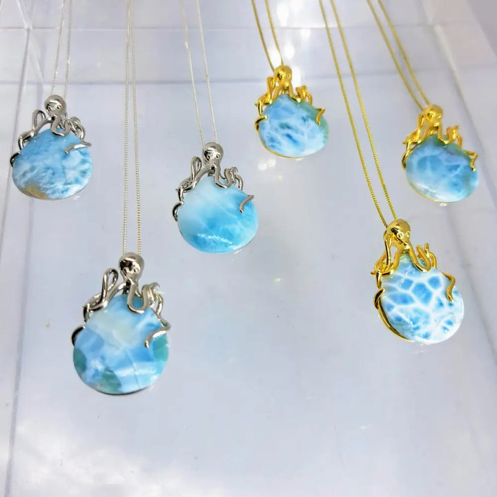 ?MY Favorite Octopus’ Pendant Necklace - Larimar Sterling